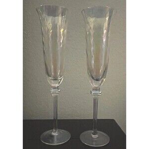 Iridescent Crystal Champagne Flutes 10.25” Set of 2 Glasses